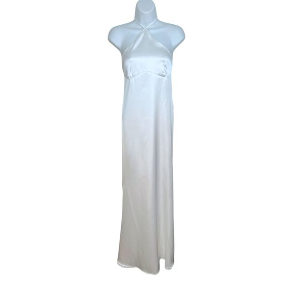 Club L London Grandeur White Halter Satin Maxi Dress Tie-neck Bridal  US size 6 - Picture 4 of 14